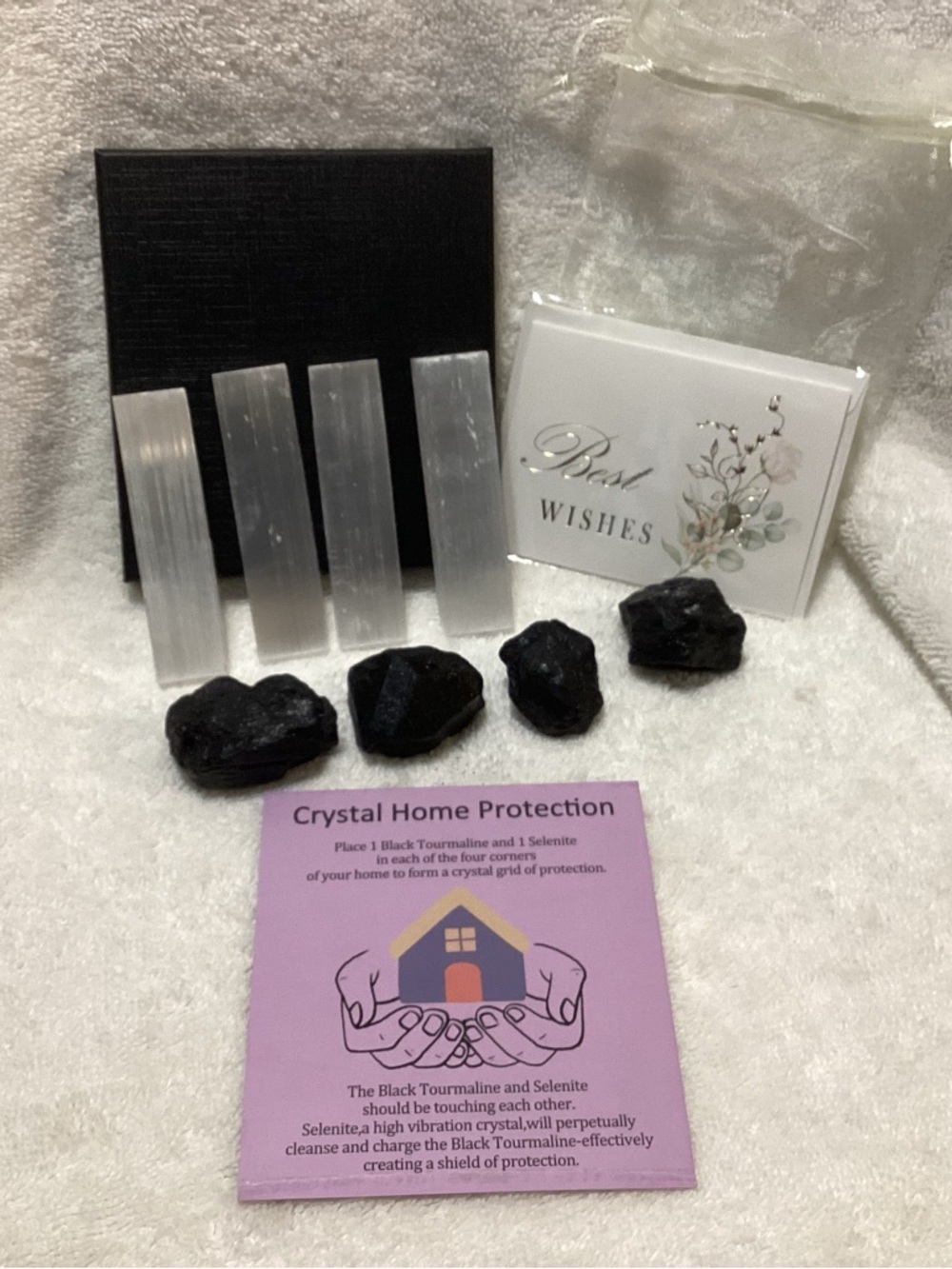 Crystal Home Stones Gift Set - Black Tourmaline & Selenite